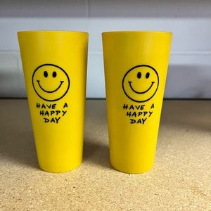 Vintage Plastic Drinking Cup “Have A Happy Day” W/ Smiley Face Cup